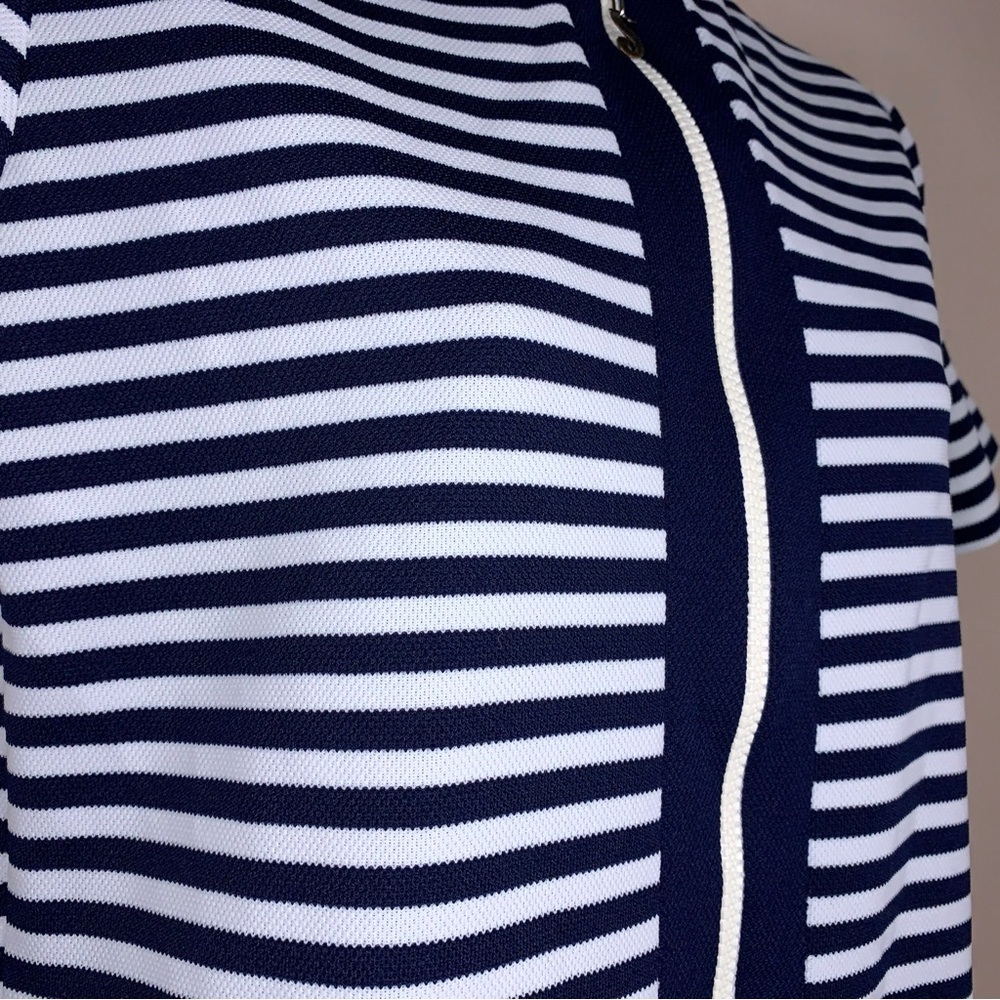Vintage Serbin Size 6 Navy Blue And White Striped Dress Short Sleeve Sporty - Picture 8 of 16